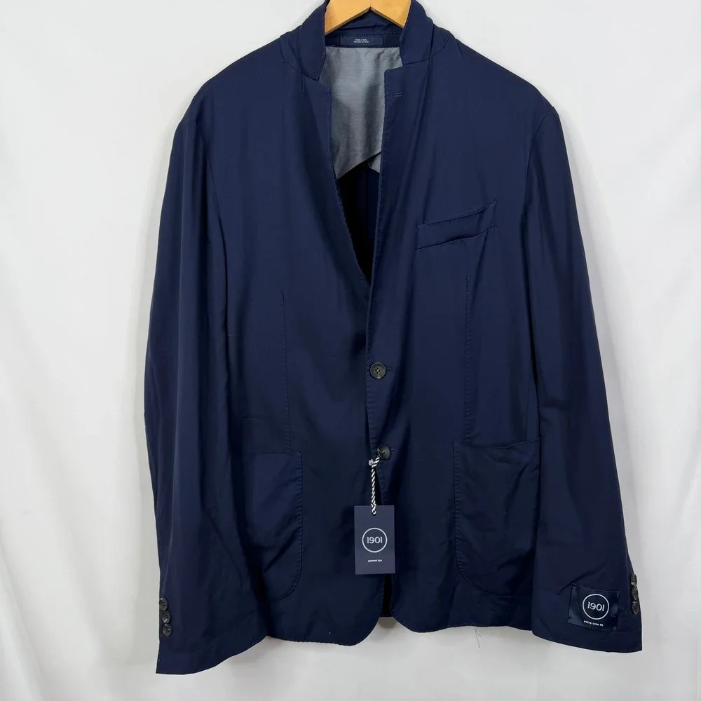 1901 Mens 42R Navy Blue Wool Blazer Sport Coat Made in Italy NEW